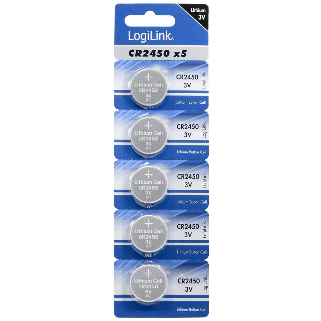 Pack de 5 piles bouton lithium 3v cr2450 argent cr2450b5