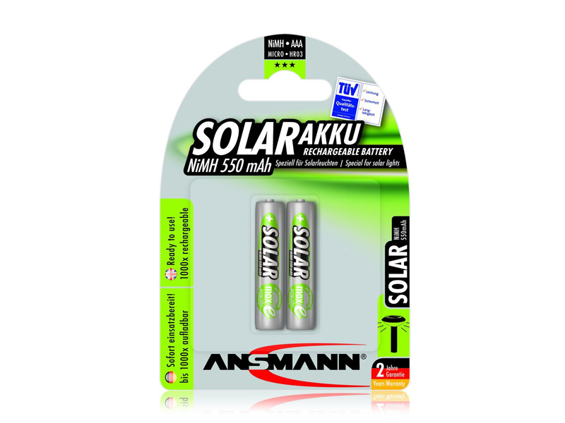 Ansmann blister de 2 piles rechargeables nimh solar - aaa - 550mah 1311-0001