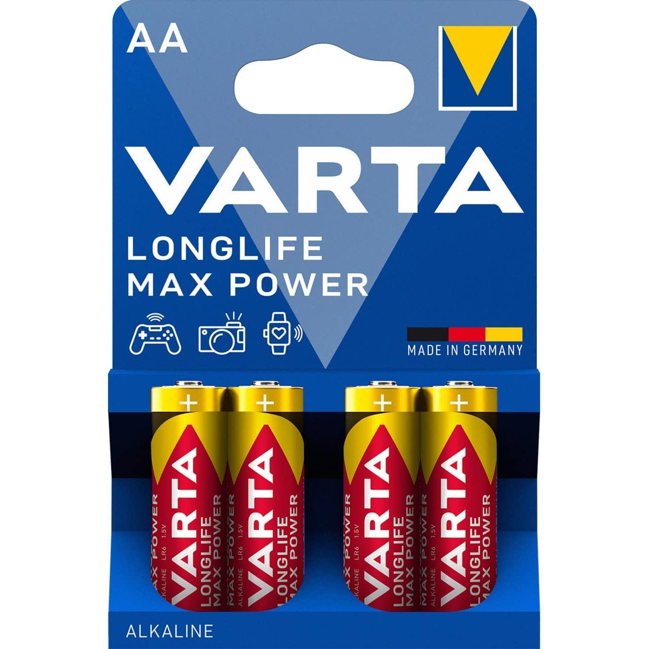 Varta longlife max power aa mignon lr06 alkaline battery (4-pack) 4706101404