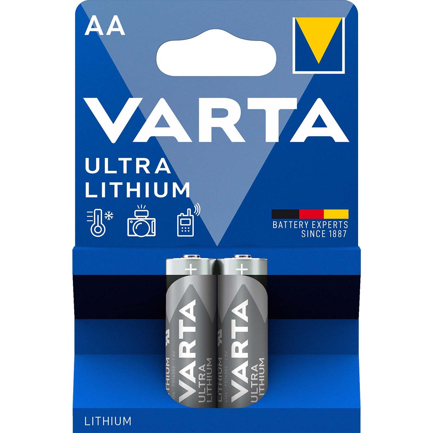 Varta blister de 2 piles ultra lithium lr6 mignon aa 6106301402