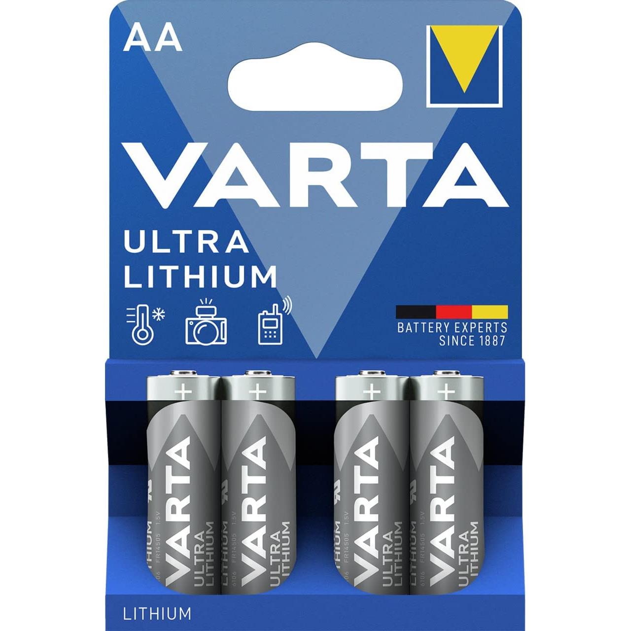 Blister de 4 piles "professional lithium" lr6 mignon (aa) 6106301404