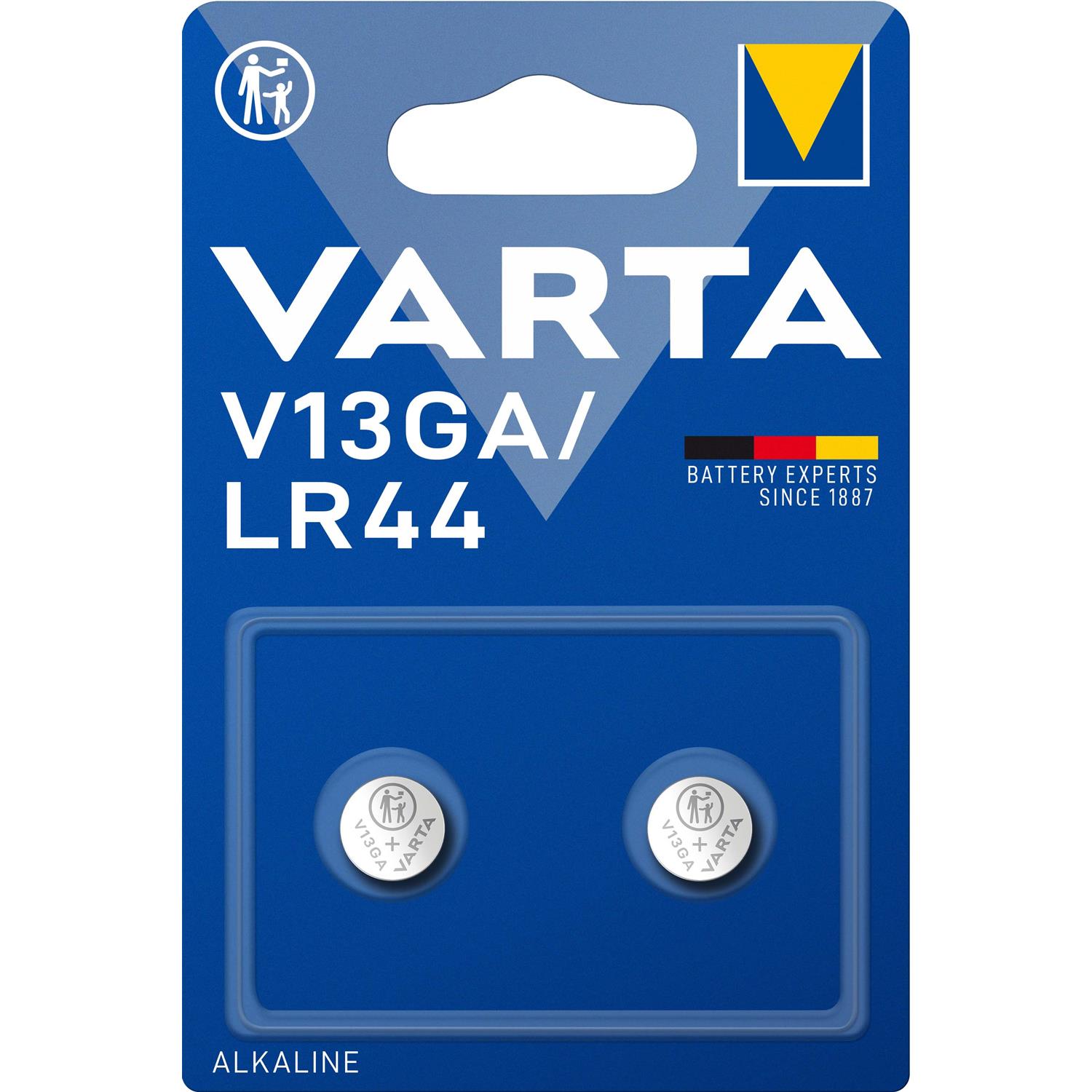 Varta blister de 2 piles bouton alcaline electronics v13ga (lr44) 4276101402