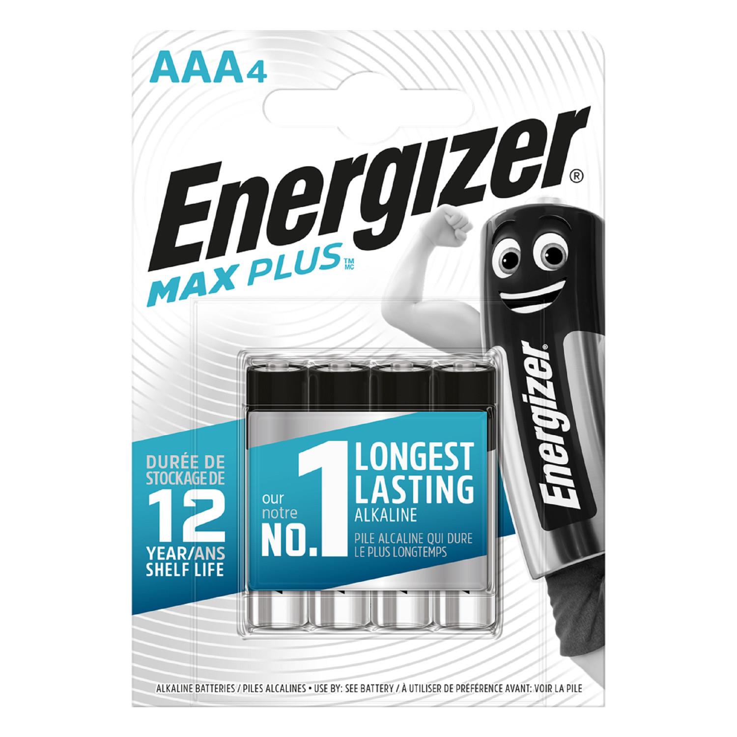Energizer blister de 4 piles alcalines max plus aaa / lr03 15v e301321400