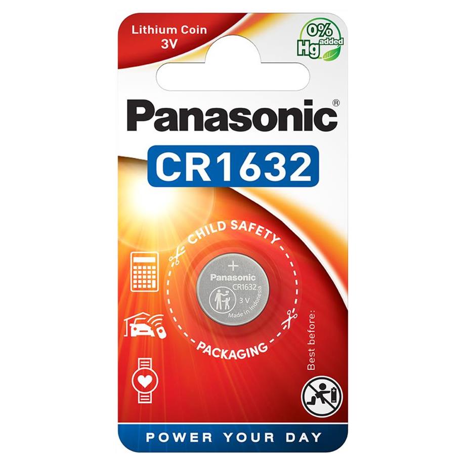 Panasonic blister de 1 pile bouton cr1632 lithium power 3v cr1632el/1b