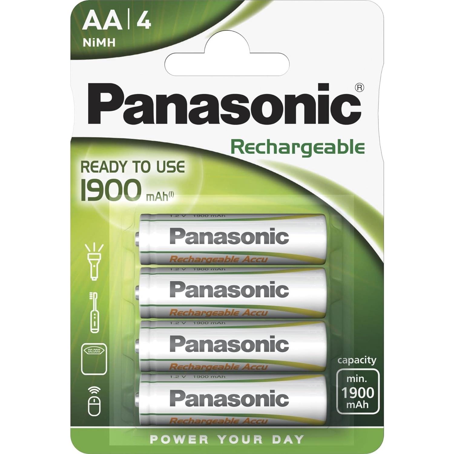 Panasonic blister de 4 piles rechargeable nimh mignon aa 1900mah p6e/4b