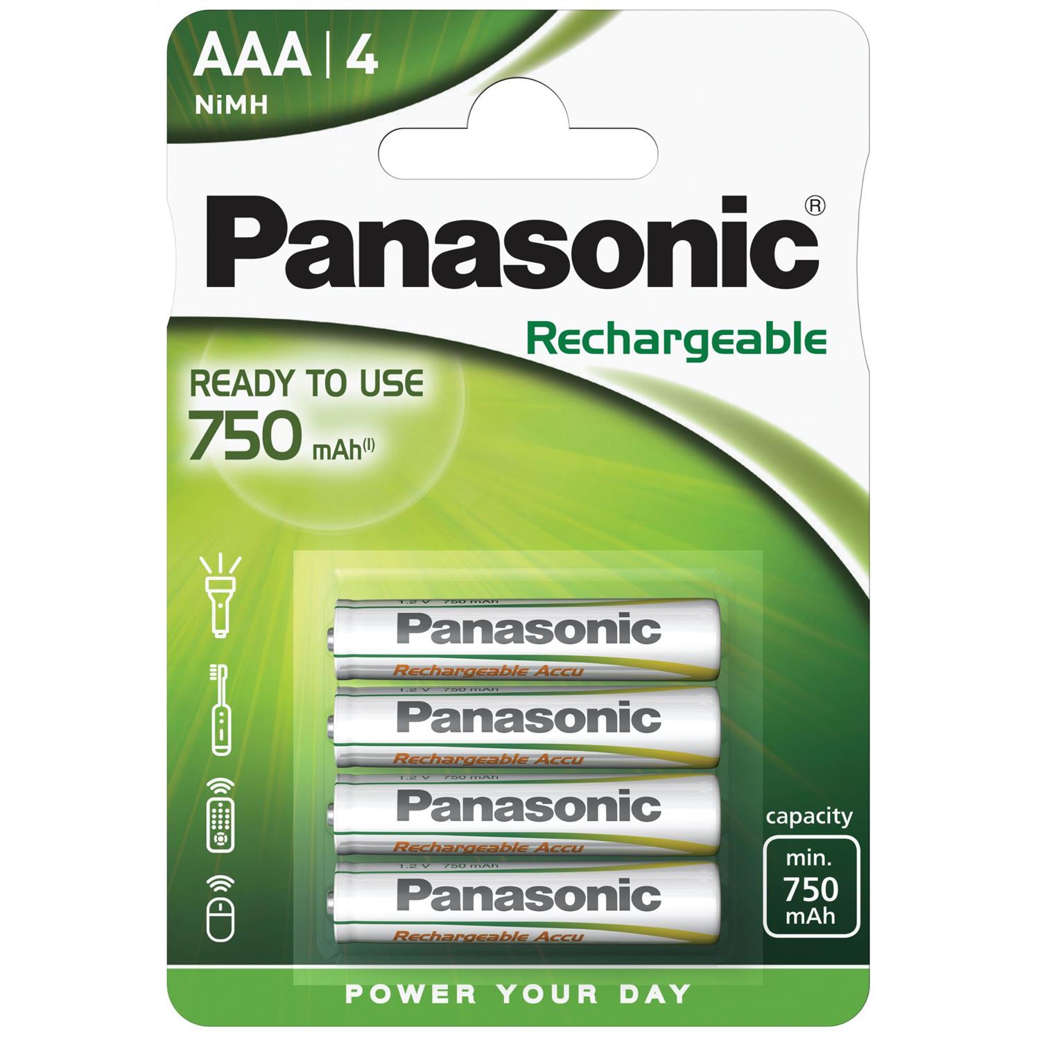 Panasonic blister de 4 piles nimh micro aaa 750mah rechargeable evolta p03e/4b