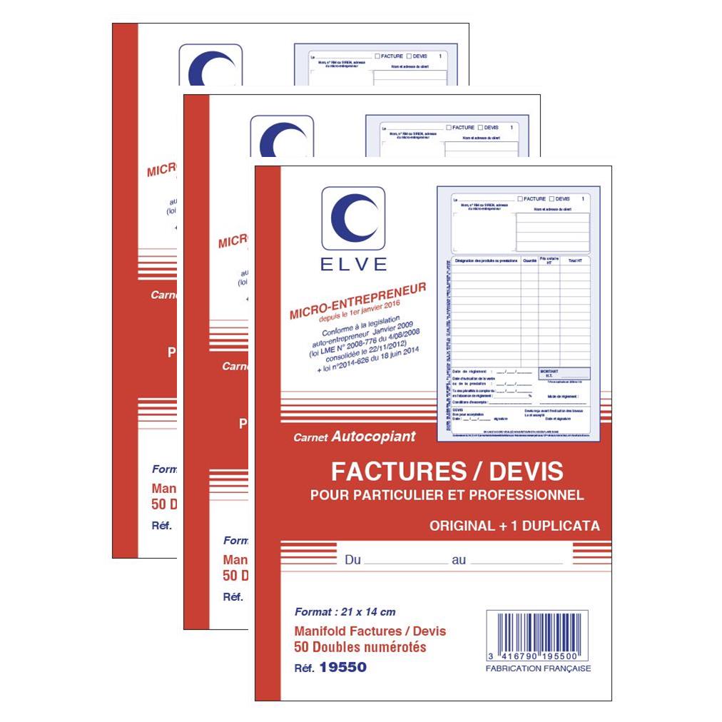 Ref19550 2 Elve Lot De 2 Manifolds Auto Entrepreneur Facturedevis