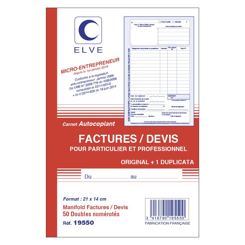 Ref19550 2 Elve Lot De 2 Manifolds Auto Entrepreneur Facturedevis