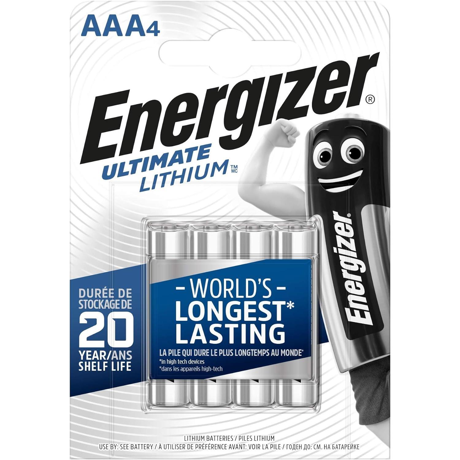 Energizer blister pack de 4 piles ultimate lithium l92 aaa lr03 micro 273267