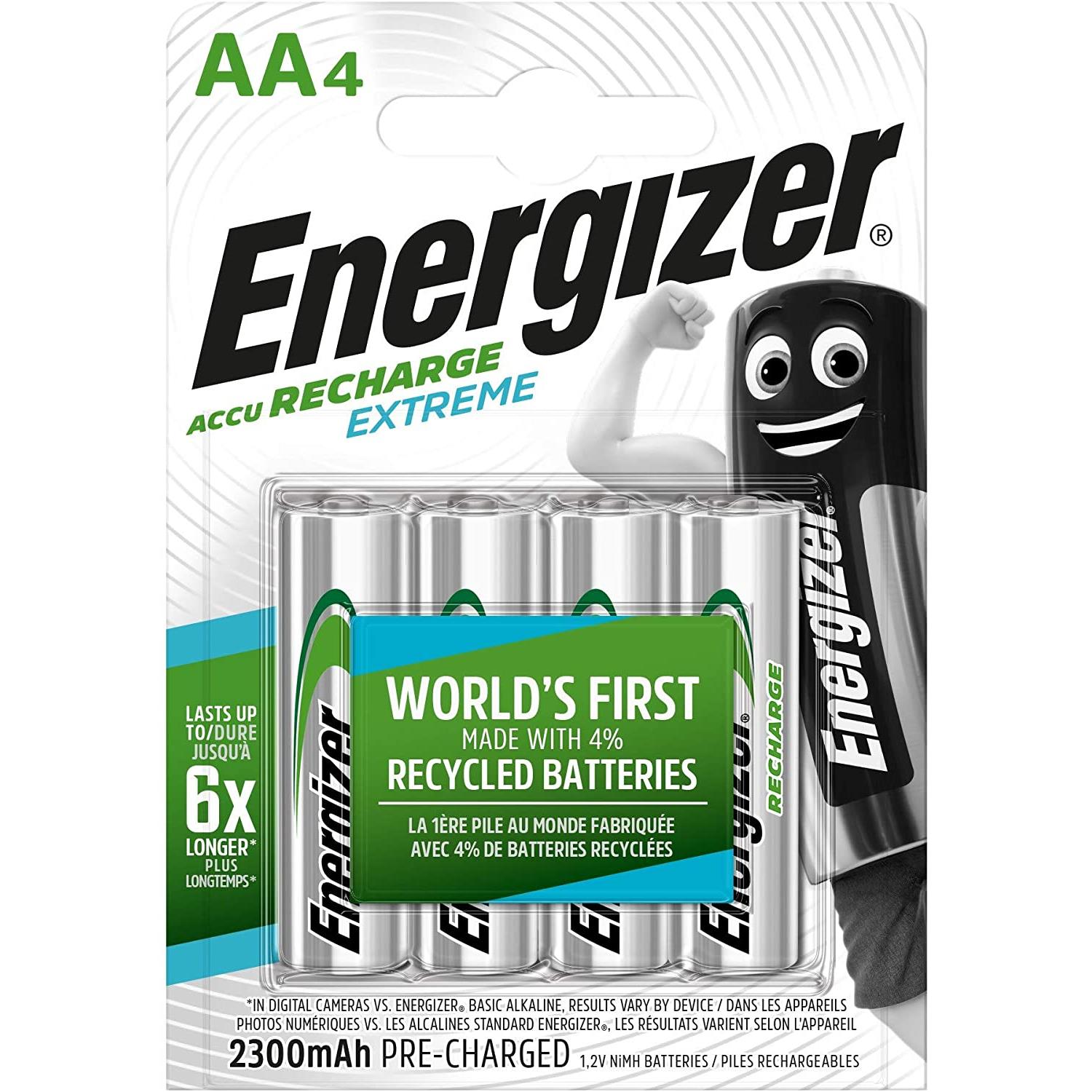 Energizer blister de 4 accus piles rechargeables hr6 extreme aa 2300mah 349993