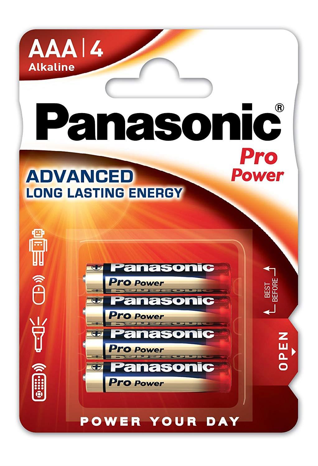 Panasonic blister lot de 4 piles pro power lr03/aaa (micro) alcaline manganese 15v lr03ppg