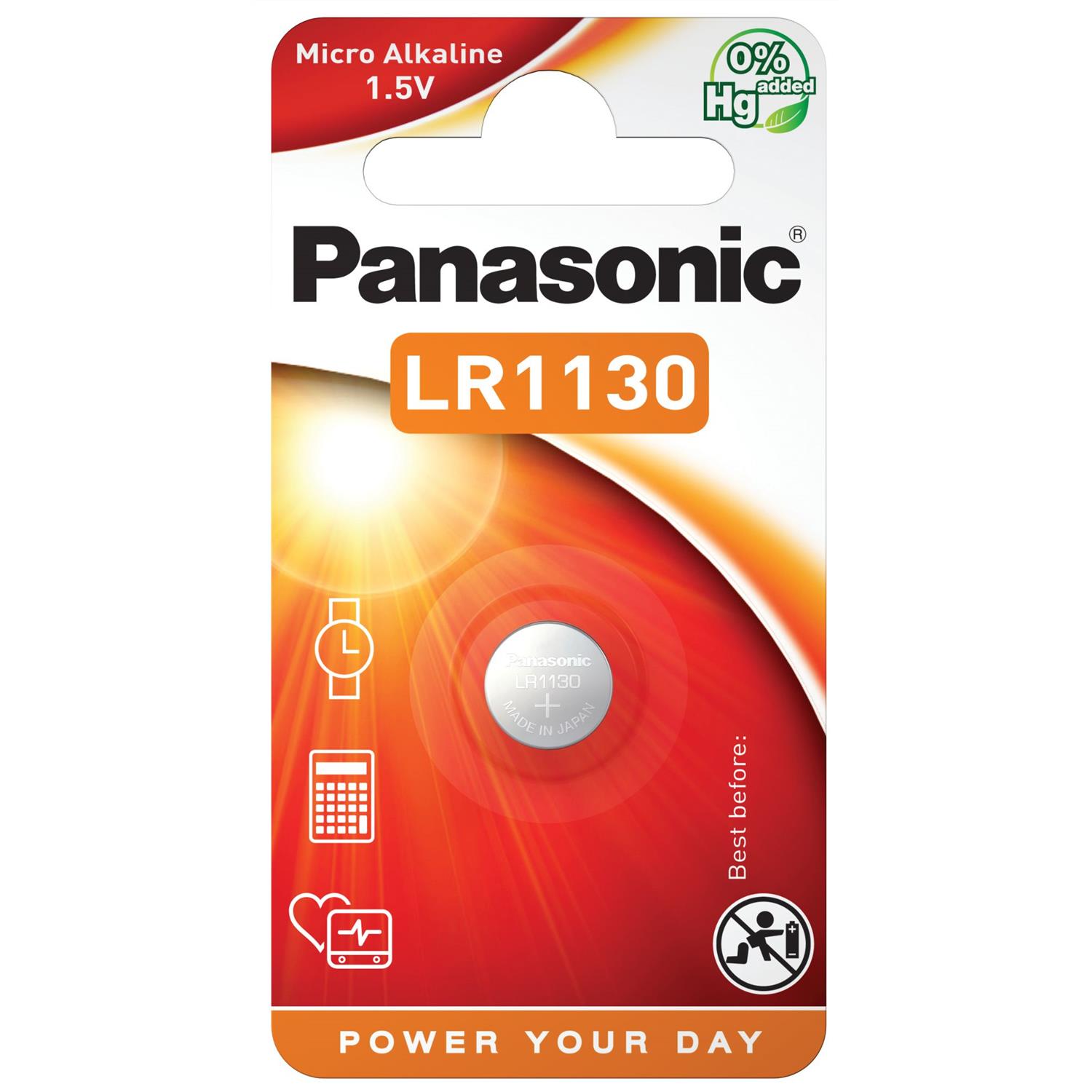 Panasonic pile bouton cell power lr54 (lr1130) alcaline manganese 15v 65mah